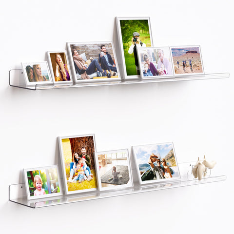 upsimples 2-pack 35.5x5.5-inch acrylic shelves mounted on a wall for space-saving storage