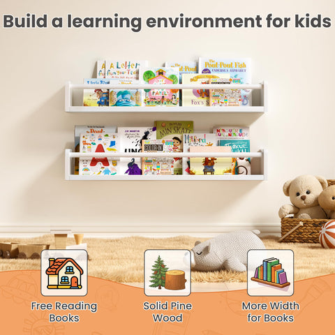 upsimples 2-pack nursery book shelves 15-7 inch white keep books within reach