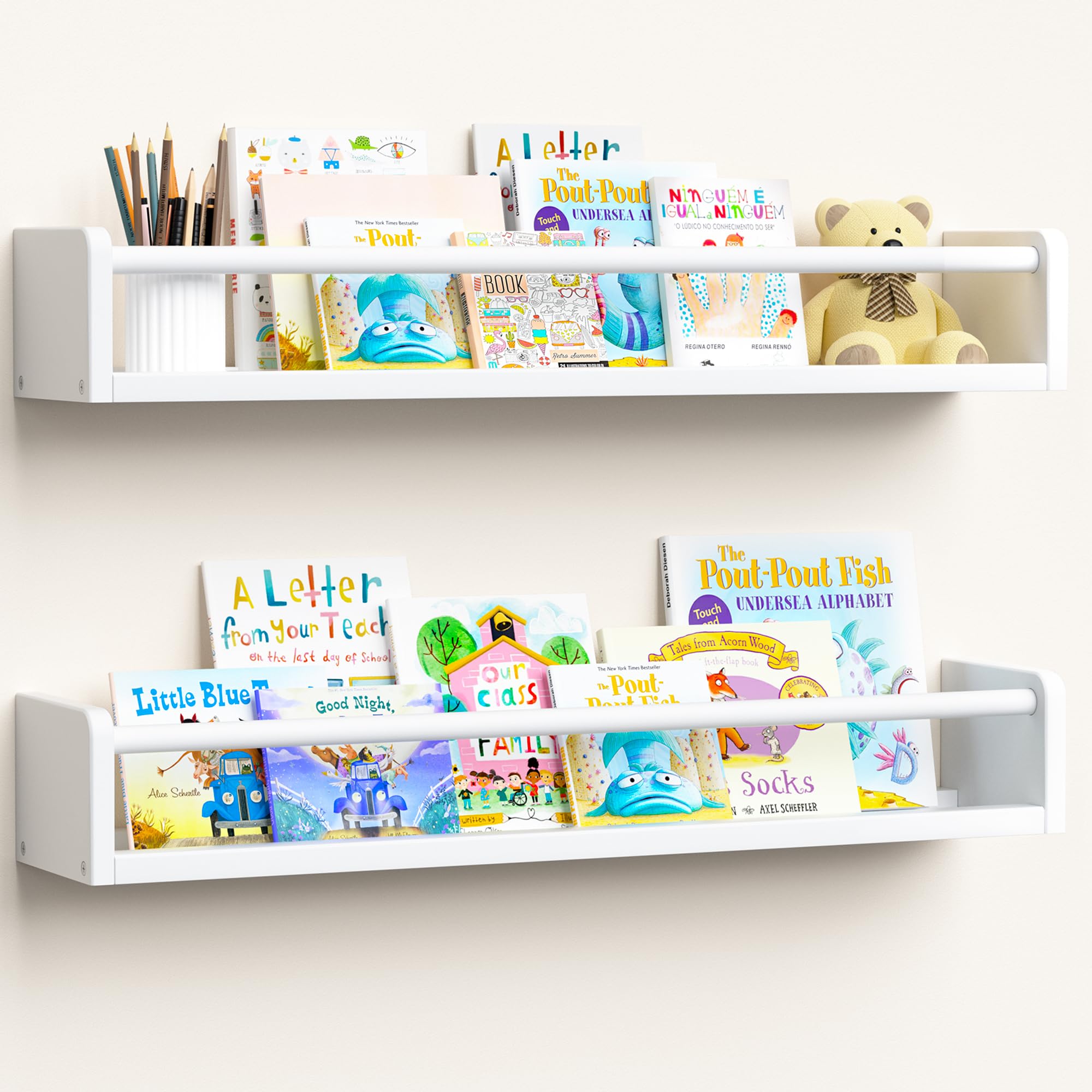 upsimples 2-pack nursery book shelves 23-6 inch white for organized kid-friendly reading
