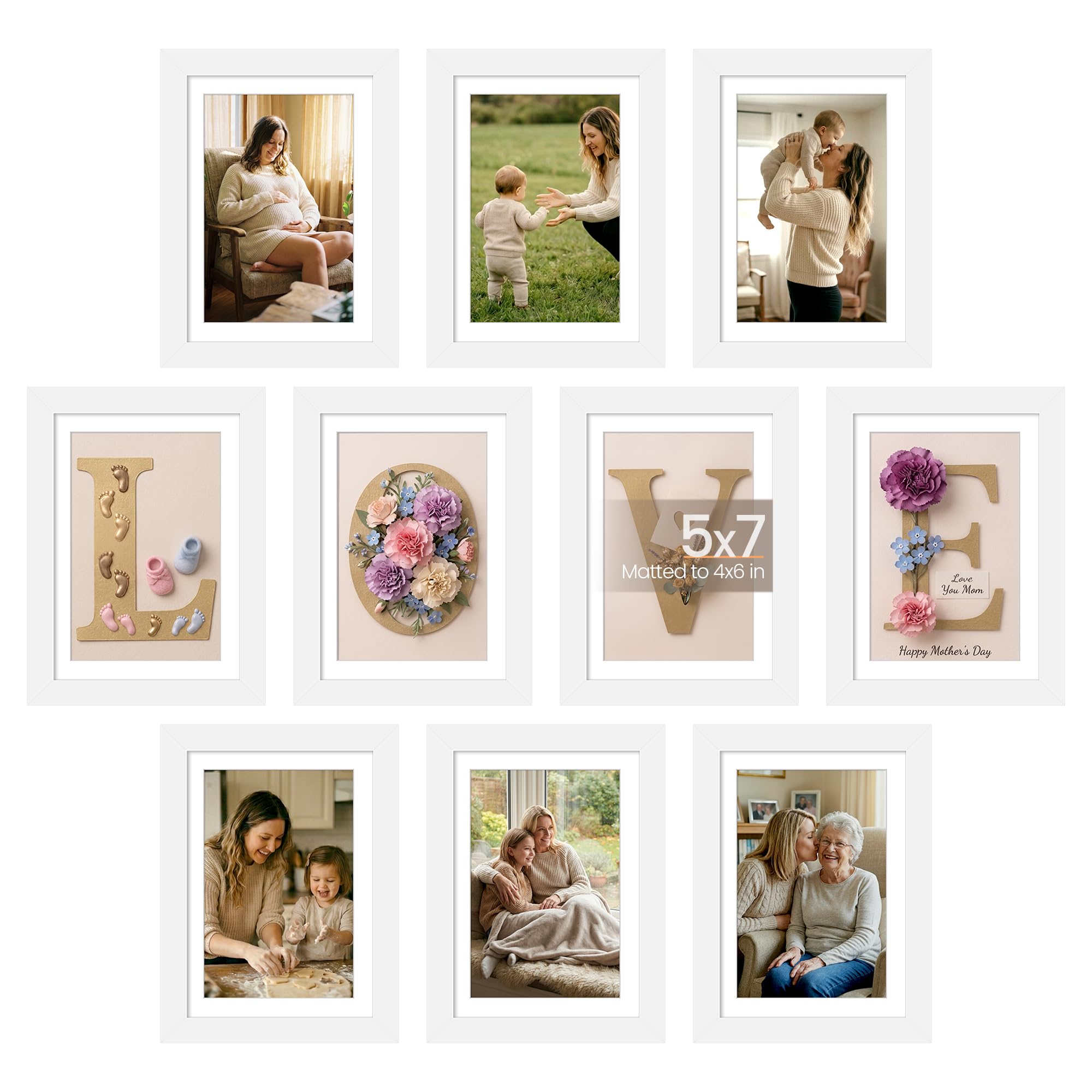 upsimples 5x7 frame set on wall for cohesive photo display.