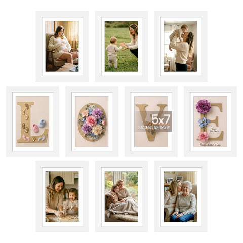 upsimples 5x7 frame set on wall for cohesive photo display.