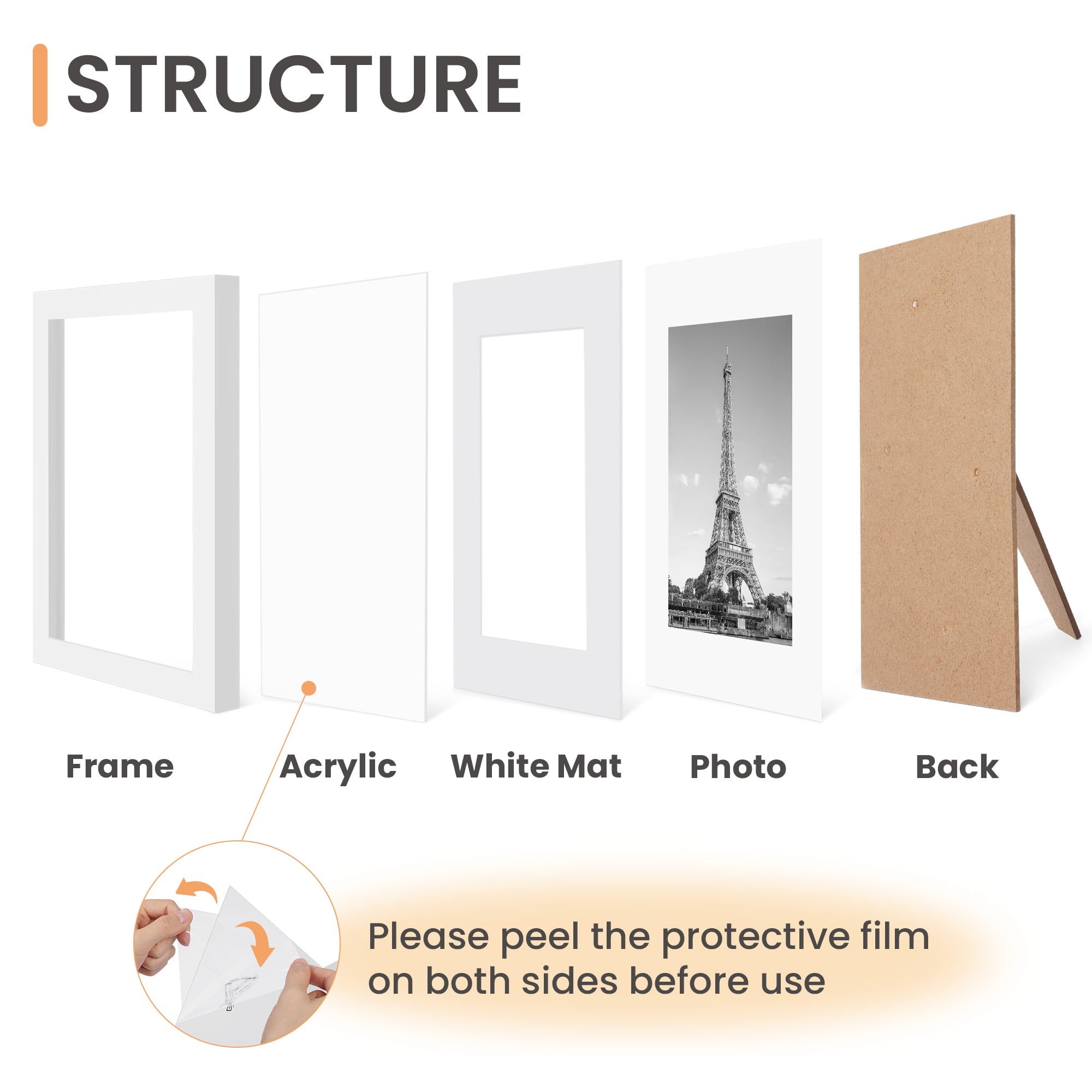 upsimples 5x7 frame with spring action enables easy photo swaps.
