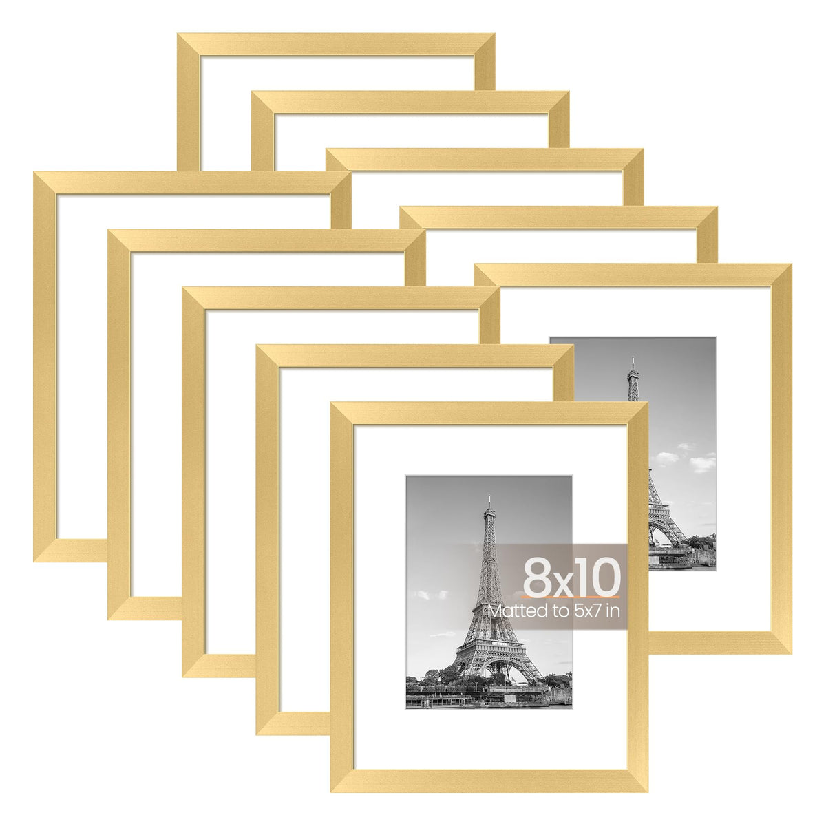 upsimples 8x10 frame set front view in gold for elegant wall display