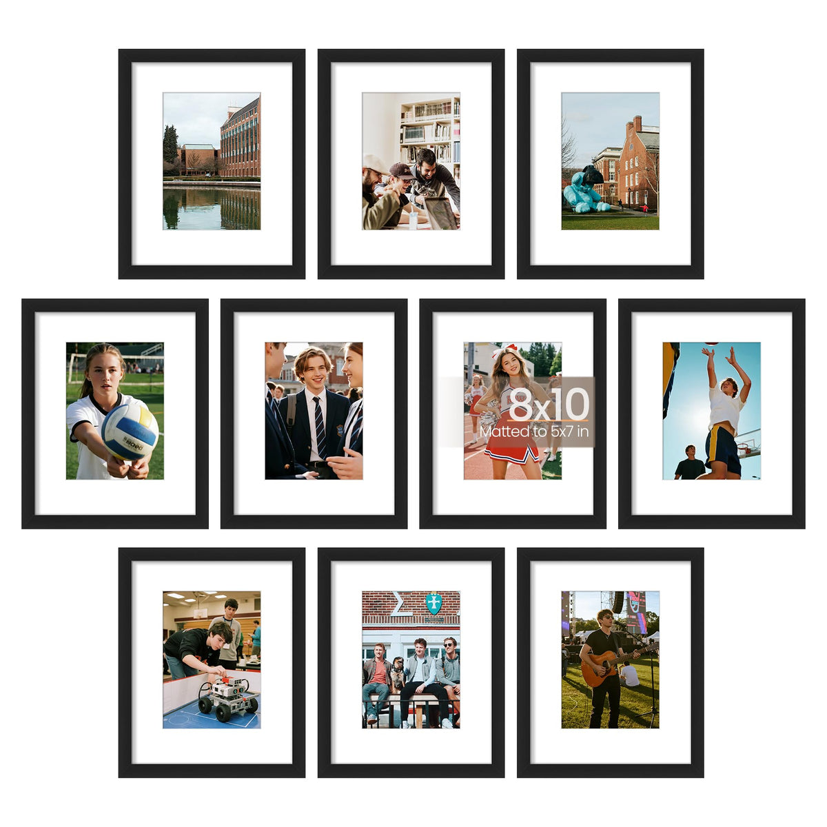 Upsimples 8x10 frame set on wall display creates a cohesive collage.