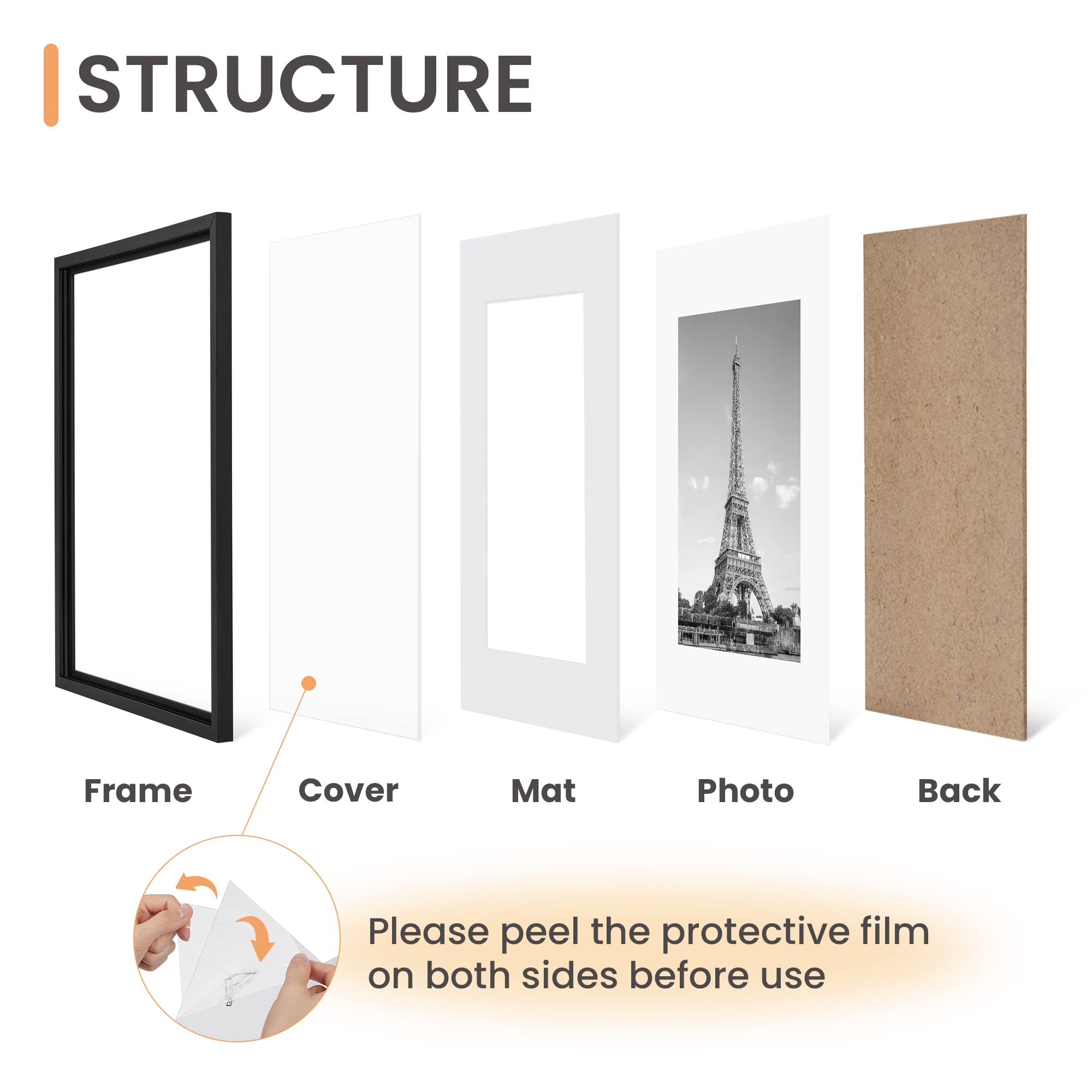 upsimples A4 frame set 5 without mat 8.3x11.7 display in office