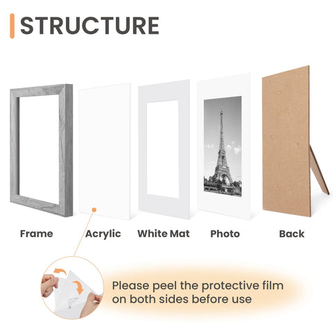 Upsimples frames feature a protective acrylic front to keep photos dust-free.