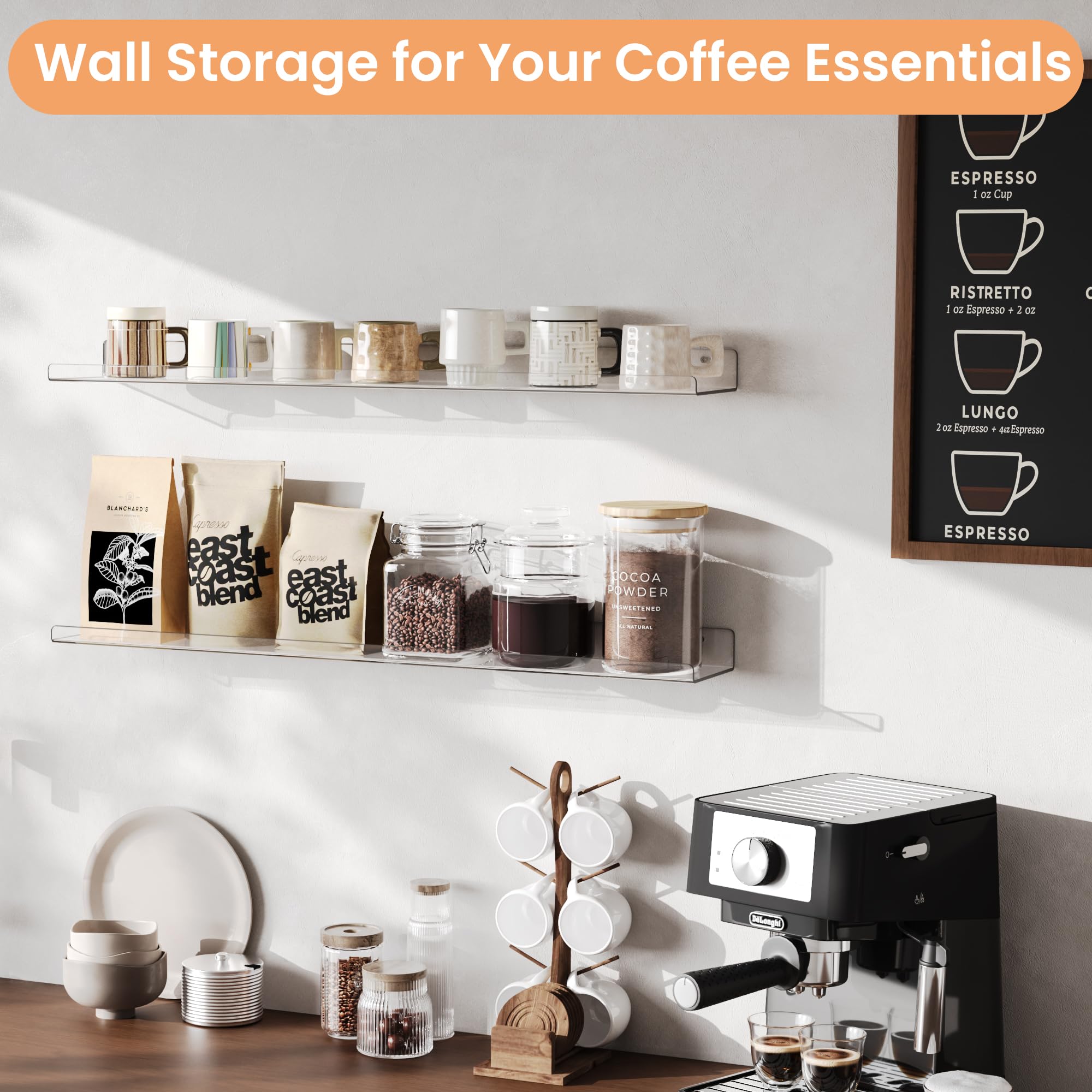 upsimples acrylic shelves for kitchen storage with clear visibility