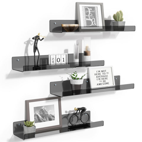 Upsimples acrylic wall shelves show clear, space-saving display for bathroom or living room.
