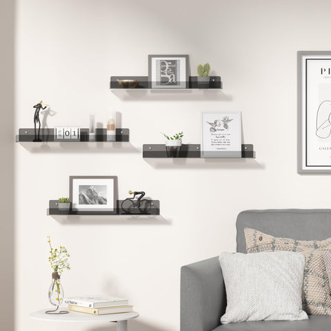 Upsimples 15x4 inch floating shelves highlight items with modern, transparent design.