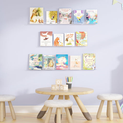 Upsimples wall-mounted music shelf holds vinyl records neatly on the wall.