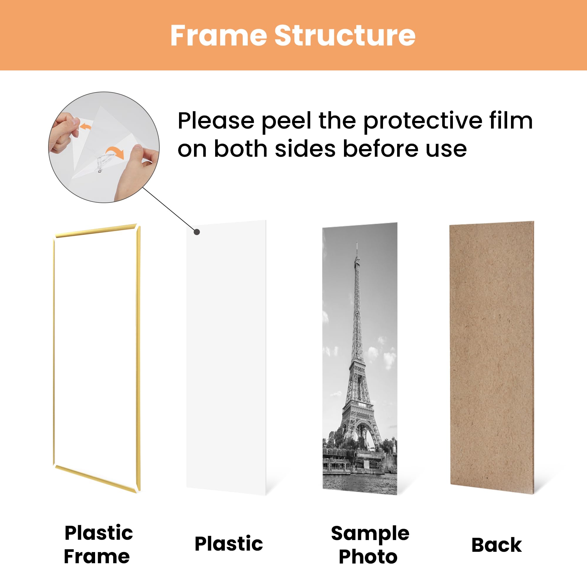 Upsimples back hangers support vertical or horizontal wall mounting.