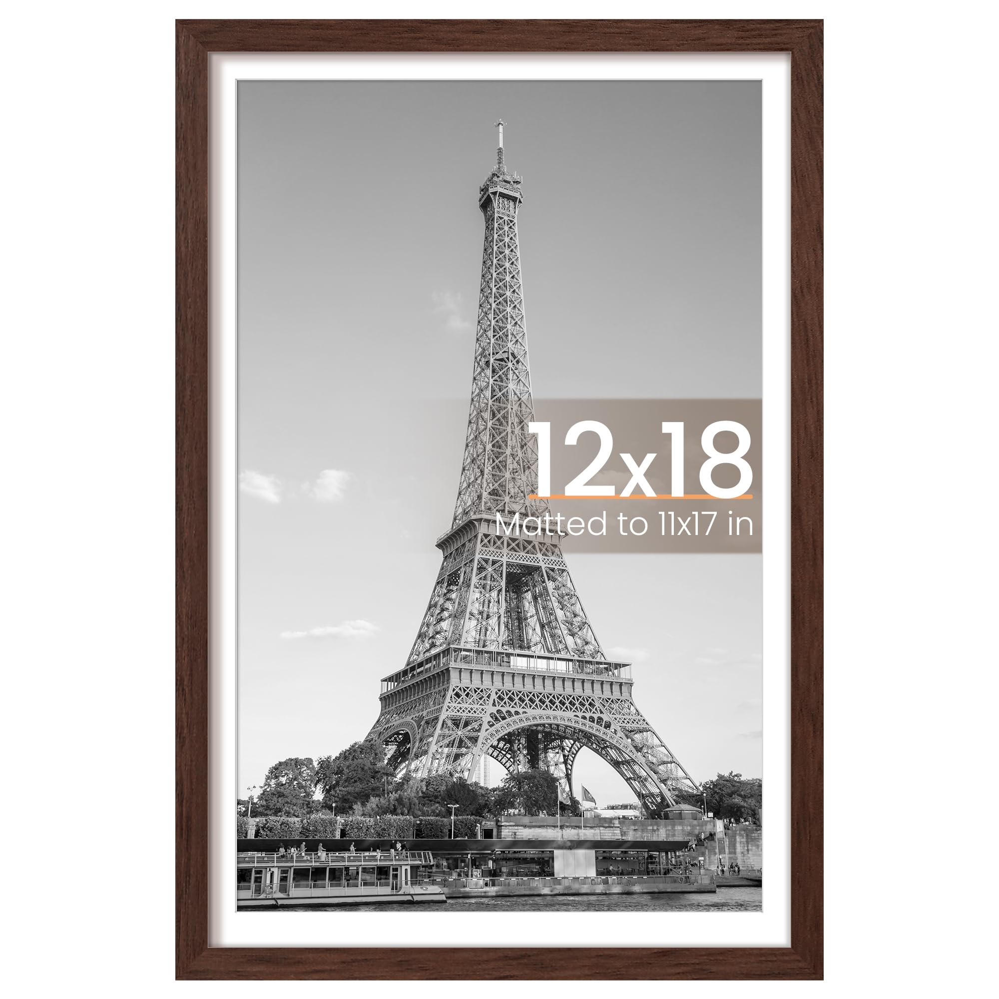 upsimples 12x18 brown picture frame front view with clear display