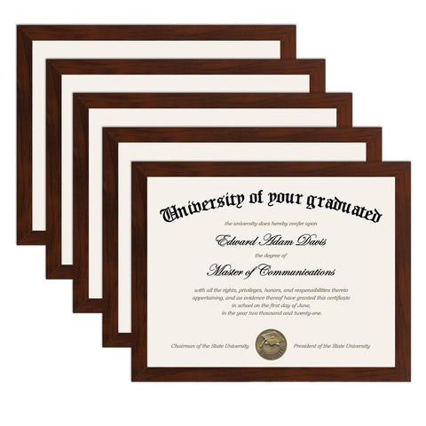 Upsimples certificate frame front view in mahogany for 8.5x11 diplomas.