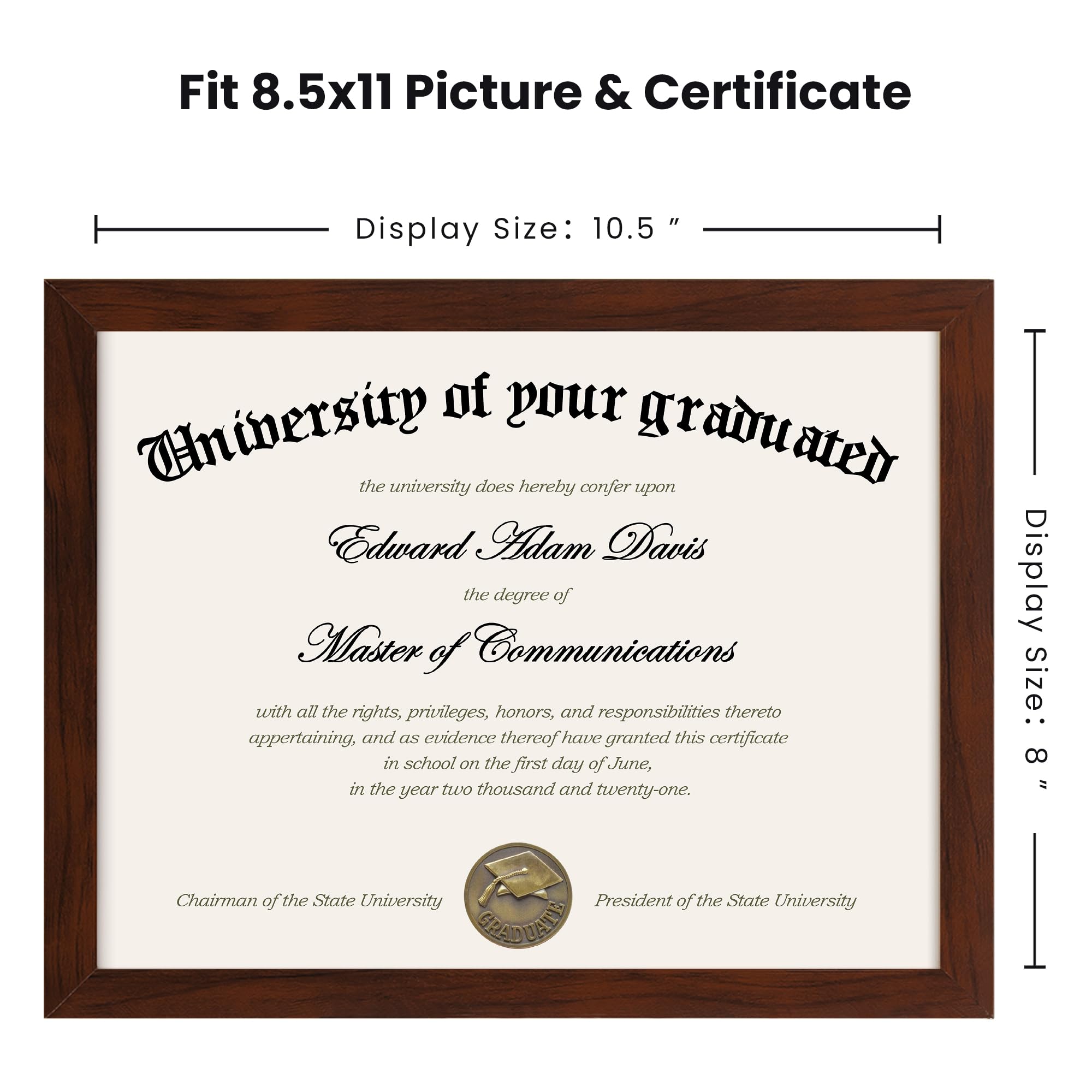 Upsimples certificate frame tabletop display option for desks and shelves.