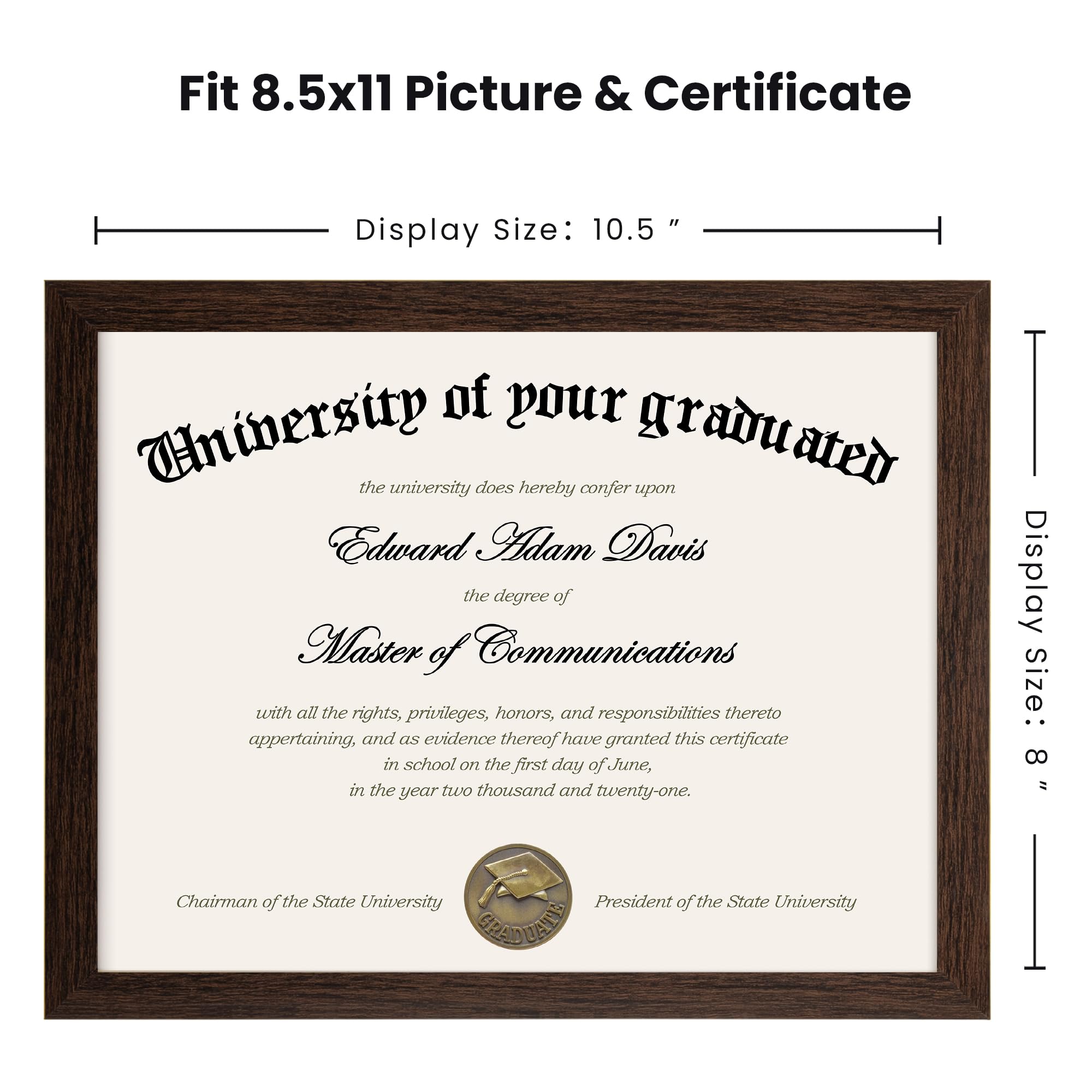 upsimples certificate frame brown 8.5x11 display collage for multiple diplomas