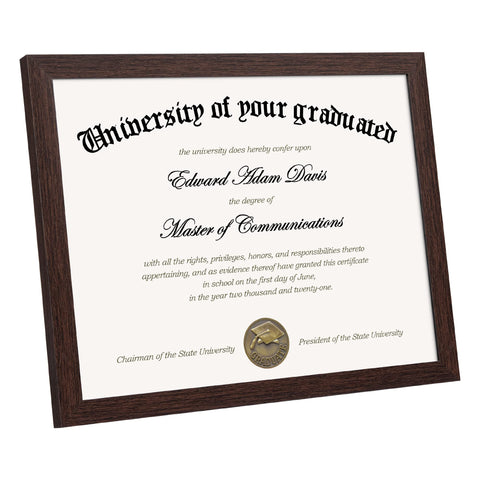 upsimples certificate frame brown 8.5x11 side view highlighting slim profile