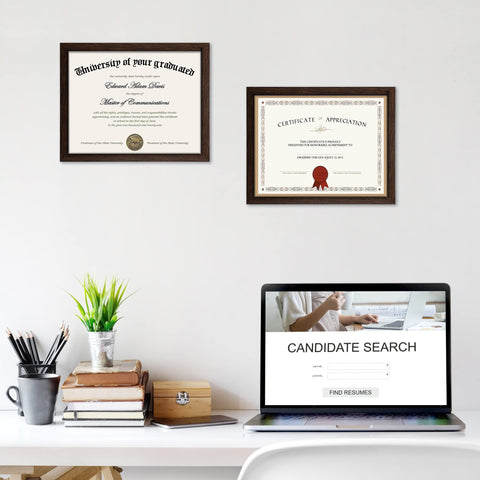 upsimples certificate frame brown 8.5x11 vertical and horizontal hanging options