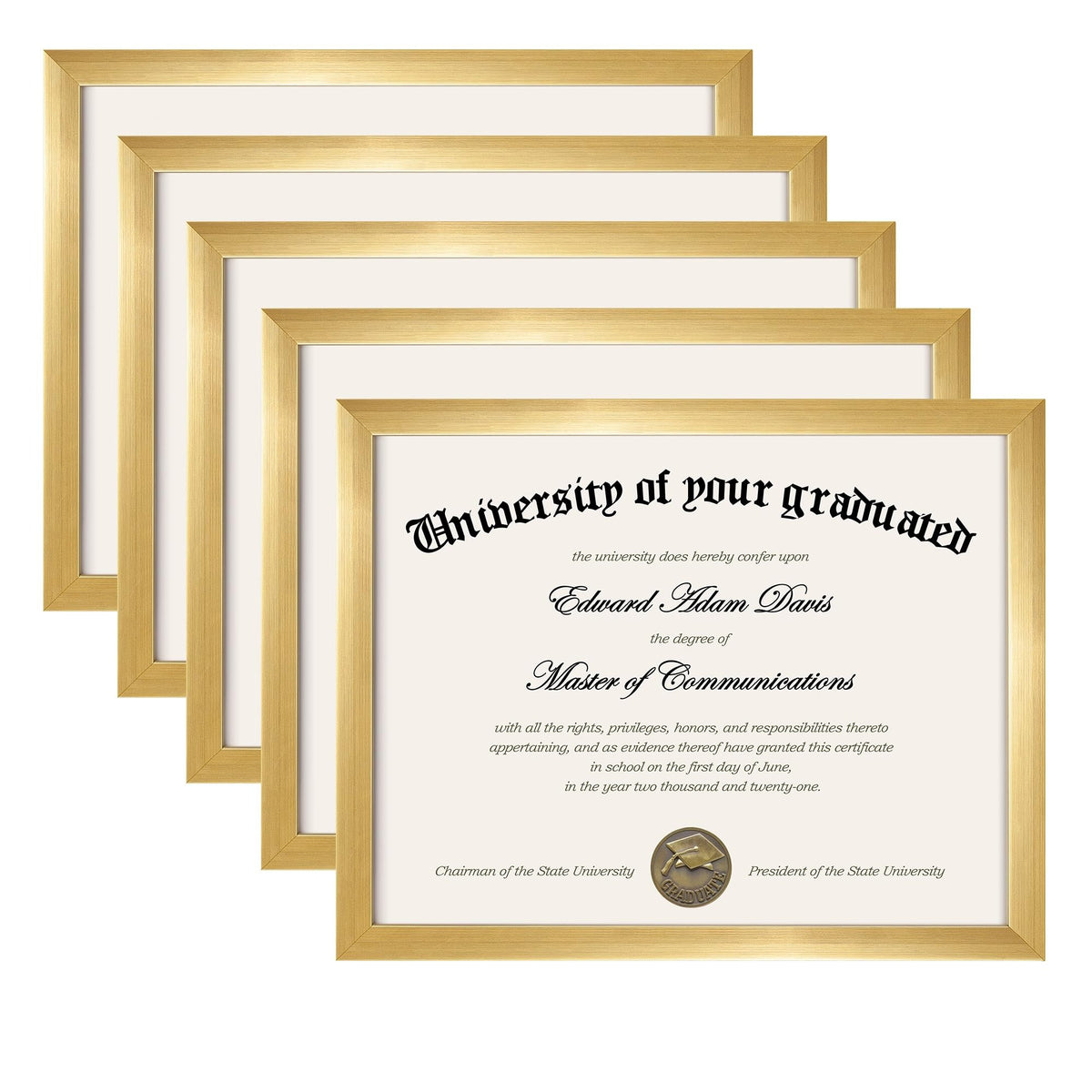 upsimples gold 8.5x11 certificate frame group display for home or office