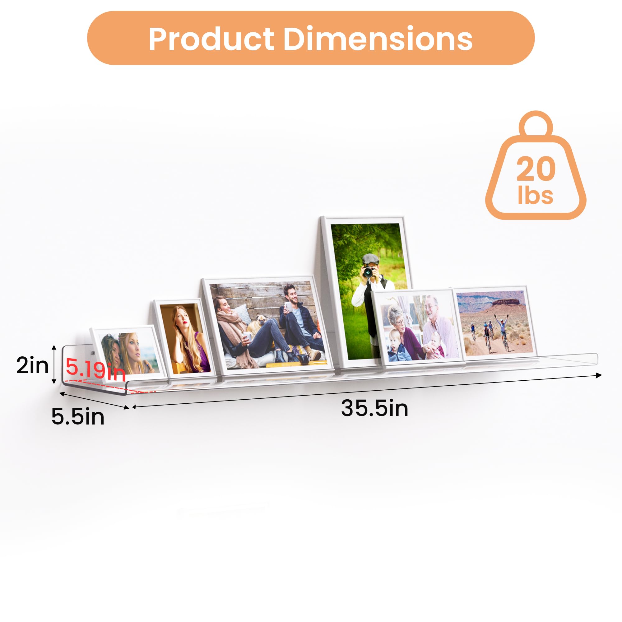 upsimples clear floating shelves installed with pre-drilled holes and hardware