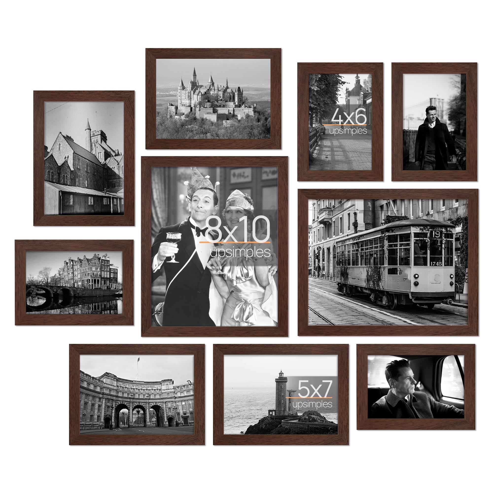 upsimples collage frame 10-pack showing mixed sizes for wall gallery or tabletop display
