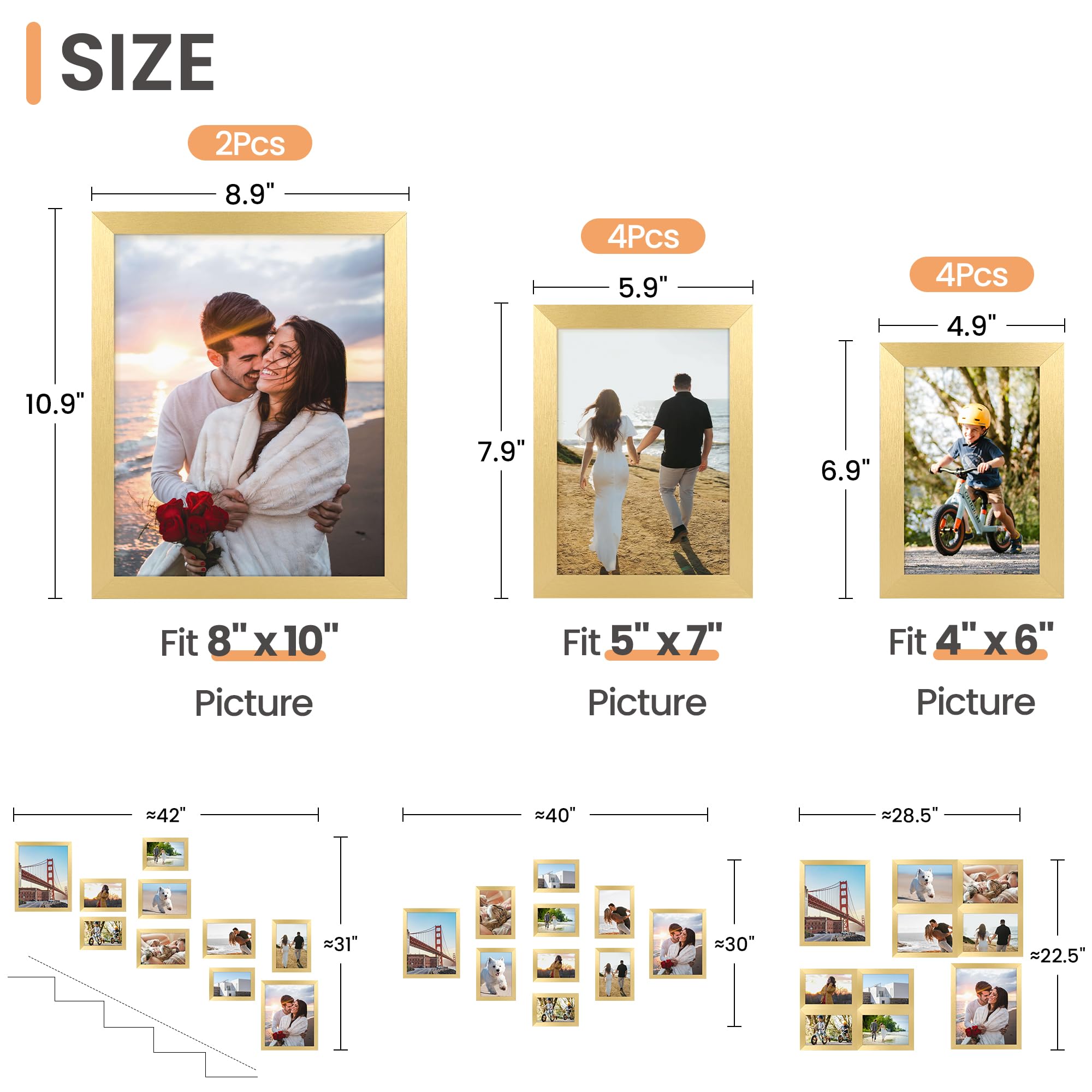 upsimples collage wall frame 5x7 in gold ideal for memory gallery.