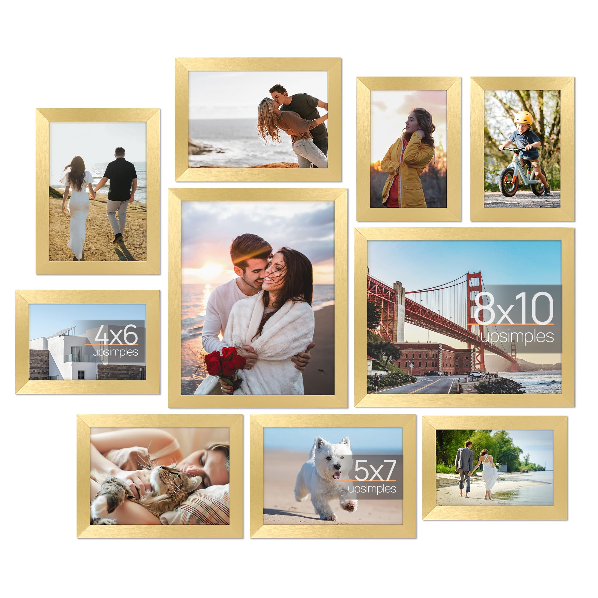 upsimples collage wall frame 8x10 in gold for a polished family photo display.