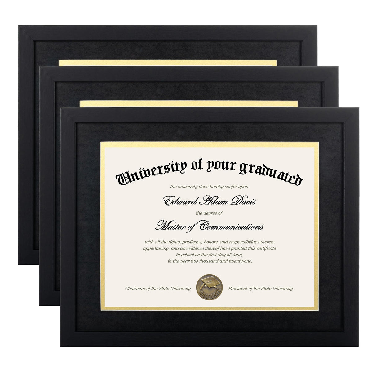 upsimples diploma frame 8-5x11 with mat for crisp diploma presentation