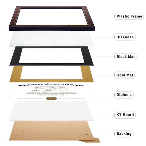 upsimples mahogany diploma frame with gold beads elevates wall or desk display