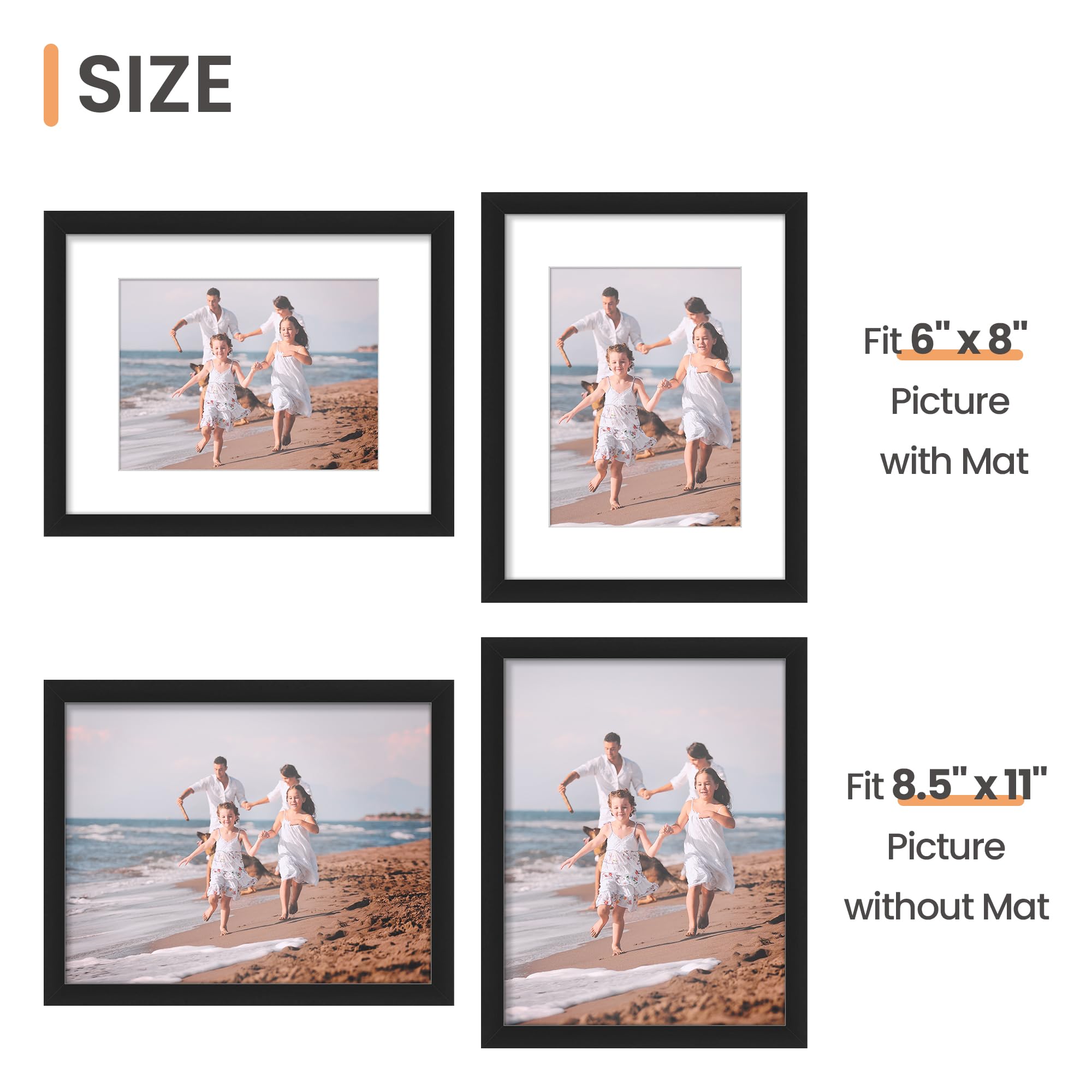 upsimples frames showing spring-type backing for horizontal or vertical hanging