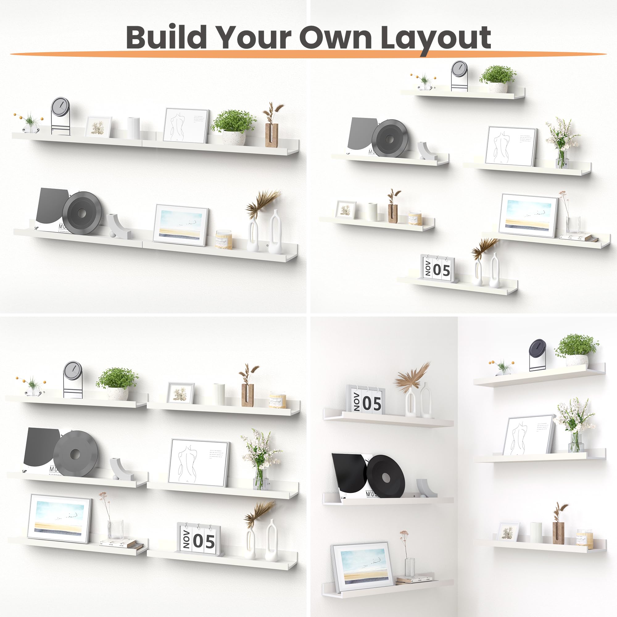 Upsimples floating shelves 6-pack side view showing compact footprint for small spaces