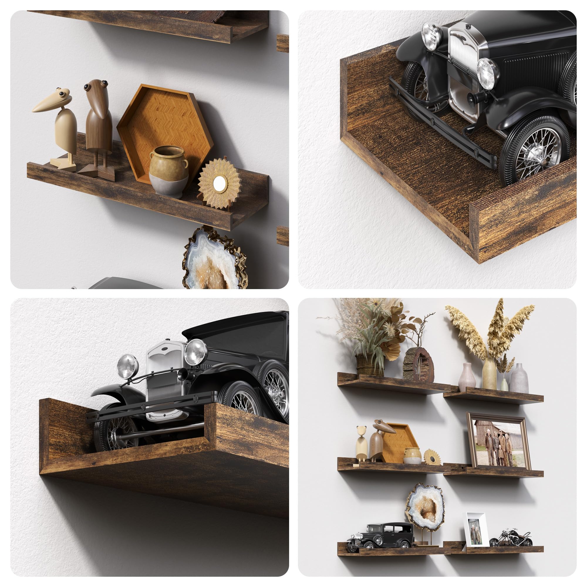 upsimples floating shelves kitchen display brown, perfect for spices and cookbooks