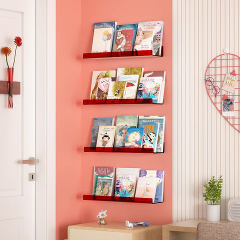 Upsimples floating shelves add decorative storage in the living room.