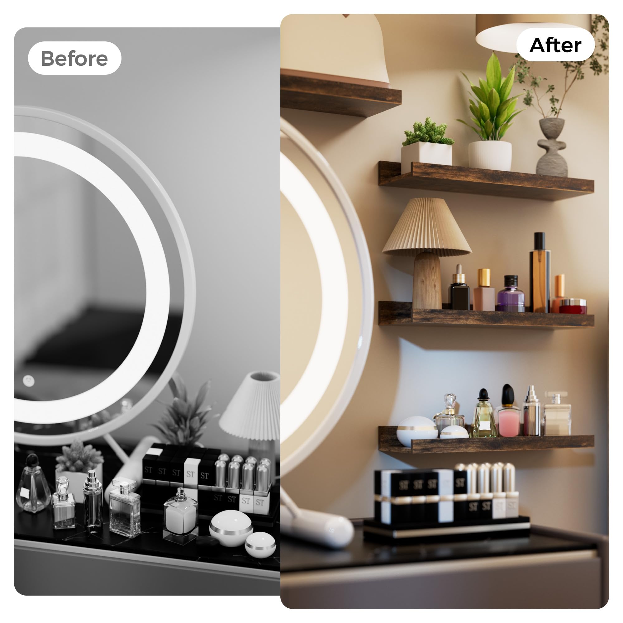 upsimples floating shelves long assembly 31 inches brown, customizable wall display
