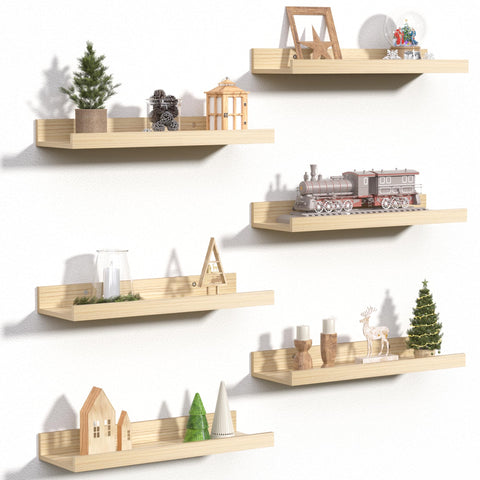 upsimples floating shelves set6 natural wood on wall for versatile display