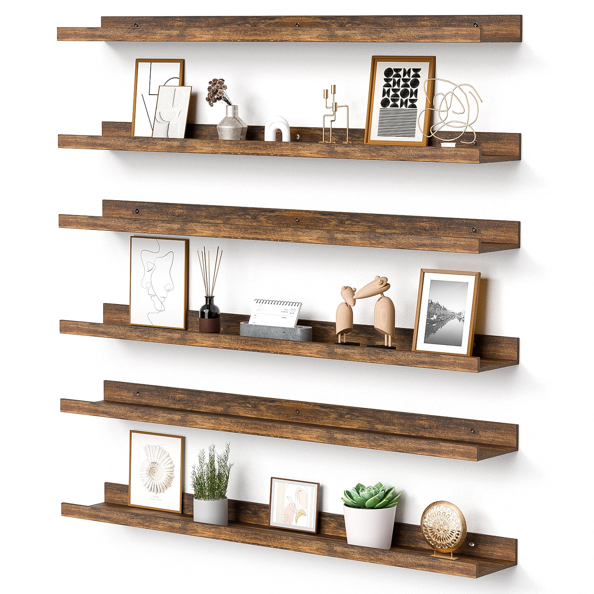 upsimples floating shelves wall set in brown offer stylish living room storage.