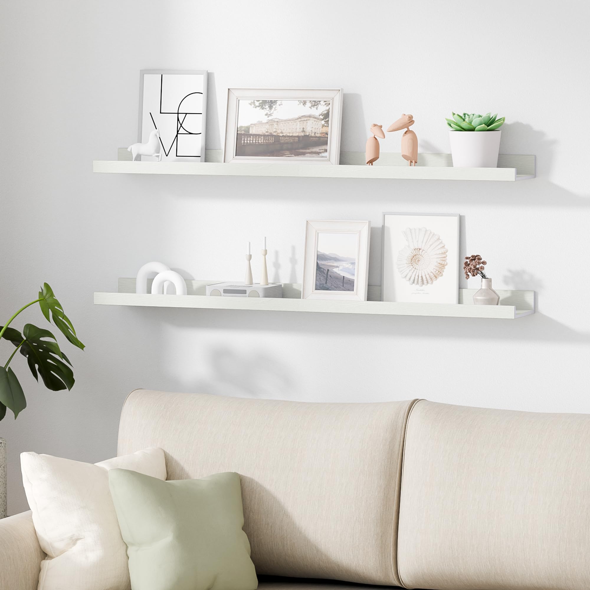 Upsimples six shelves assembled into a 71-inch long display configuration.