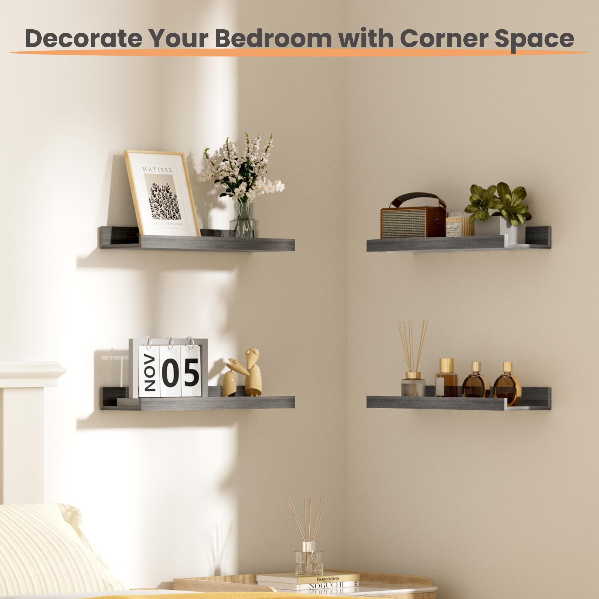 Bathroom setup with Upsimples shelves holding toiletries.