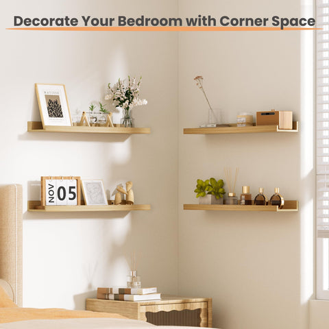 Upsimples wall-mounted shelves with clean edges and visible mounting hardware.