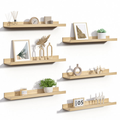 Upsimples six-pack floating shelves arranged as a cohesive wall collection for organized decor.