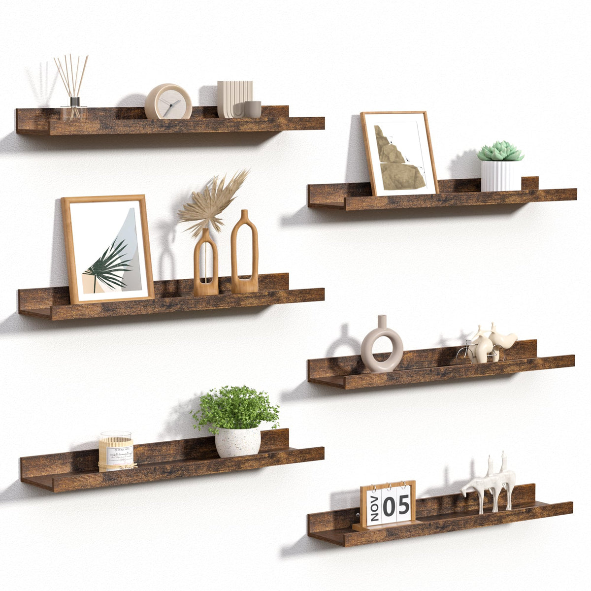upsimples six pack floating shelves ready for easy assembly and stylish wall display