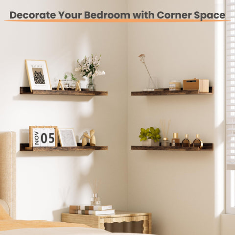 upsimples floating wall shelves brown wood finish for warm natural charm