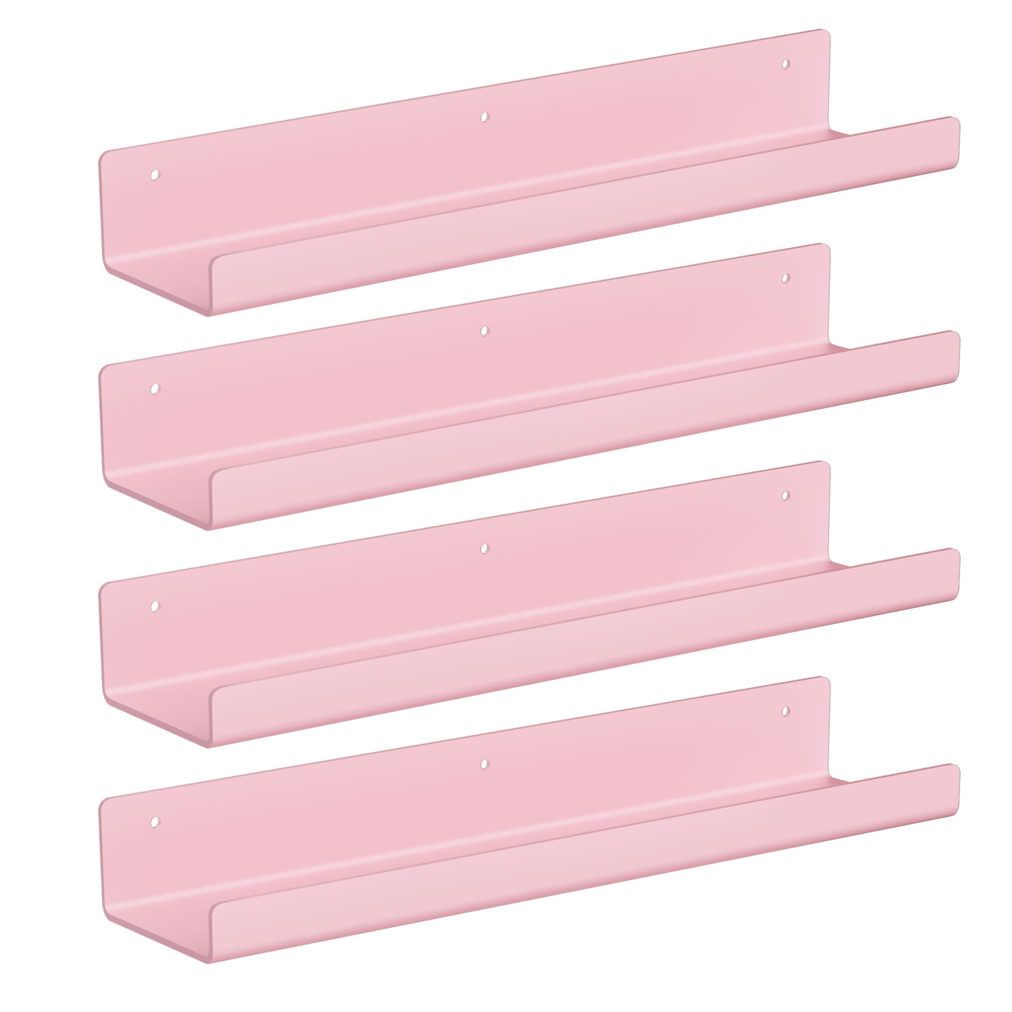 upsimples four-pack pink shelves for kids' room, playful organization.