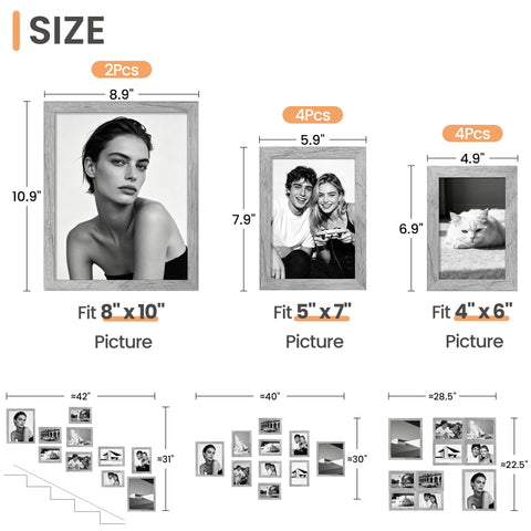 upsimples multi-size layout with 8x10 5x7 4x6 frames for dynamic wall art