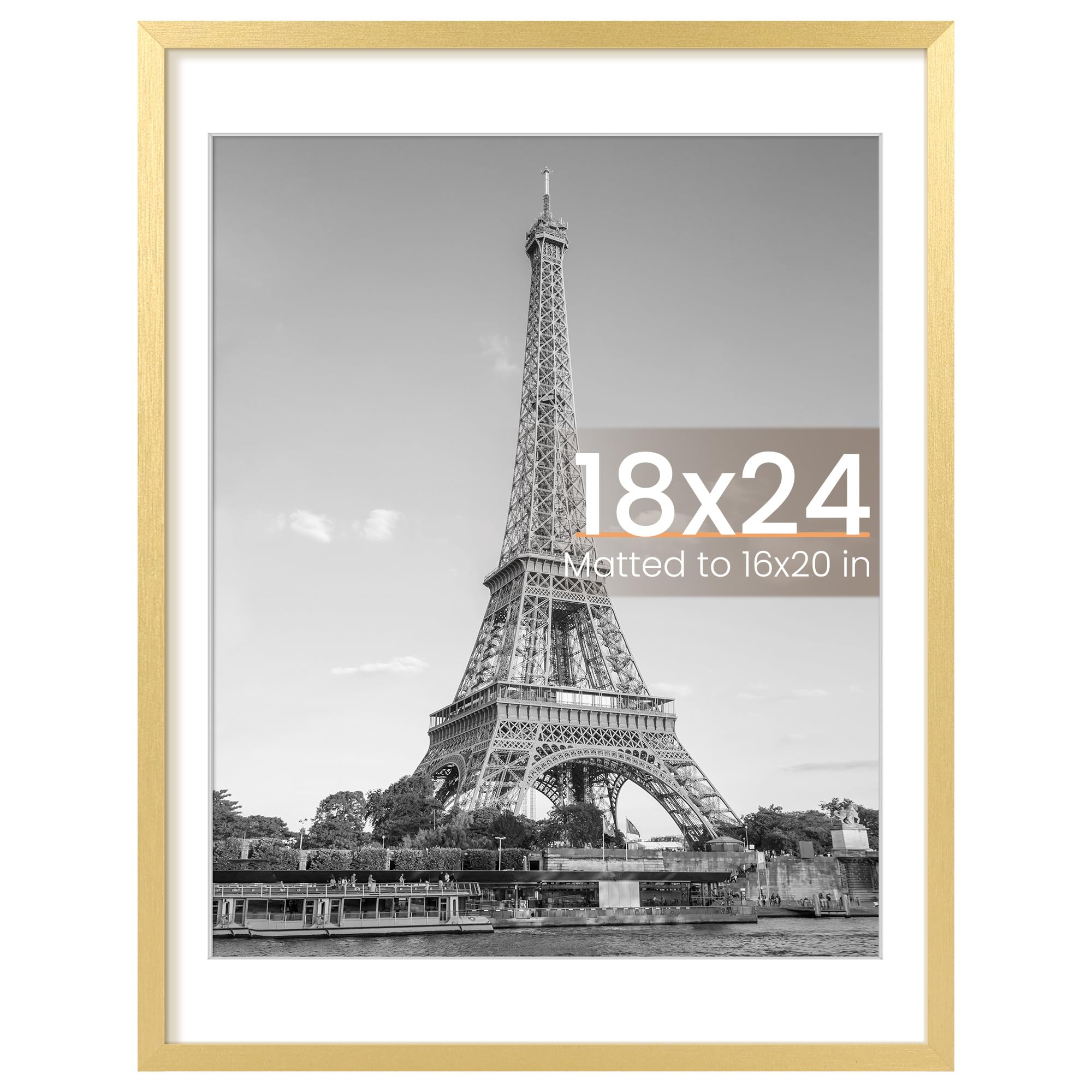 upsimples gold 18x24 frame front view for crisp poster display.