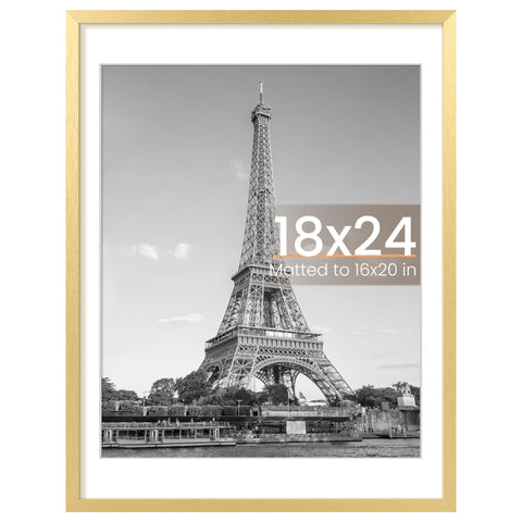 upsimples gold 18x24 frame front view for crisp poster display.