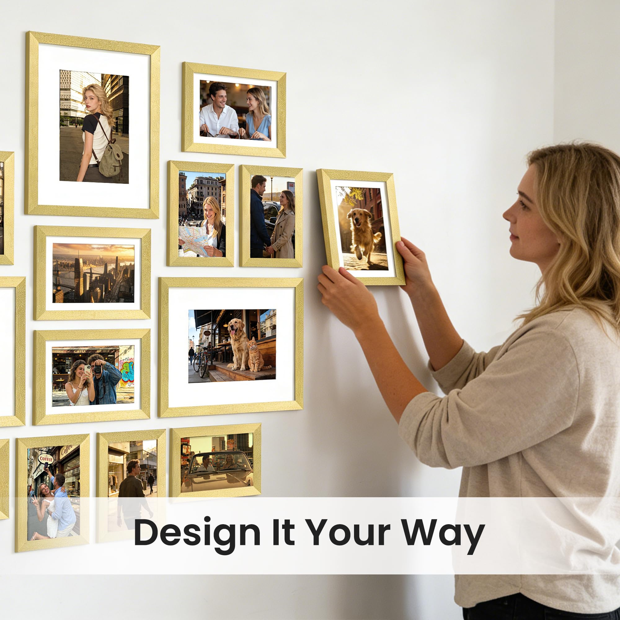 Upsimples gold finish collage frame set offers stylish, gift-ready wall art.