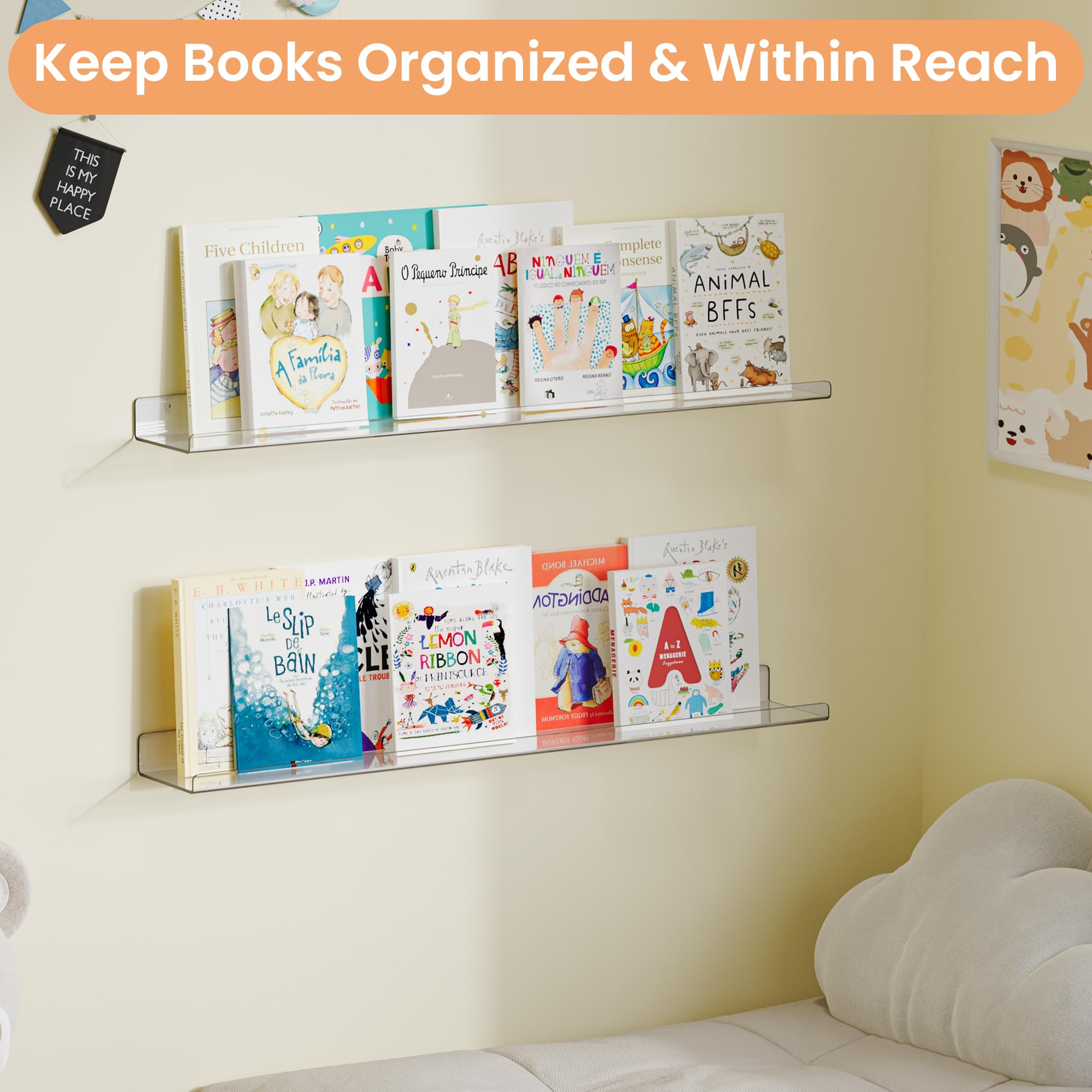 upsimples invisible wall shelves add bedroom decor while keeping items accessible