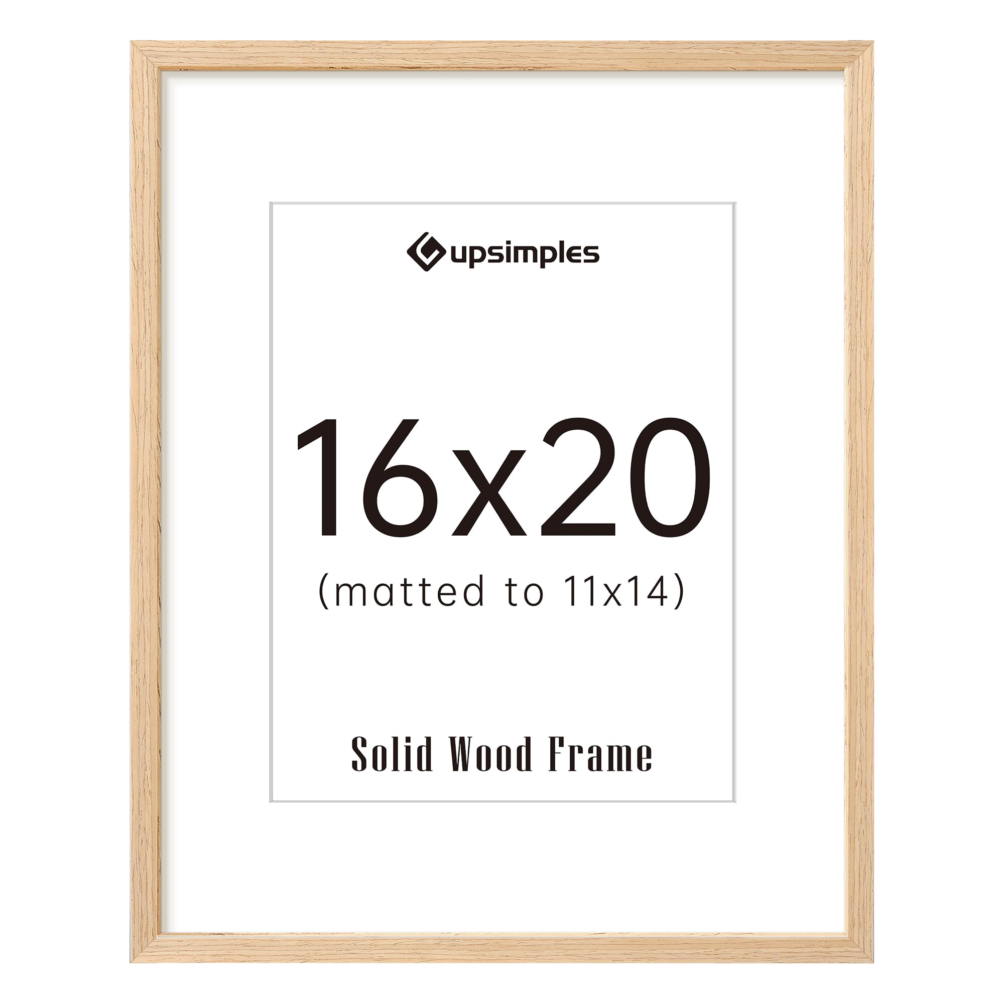 upsimples natural solid wood frame front view with warm grain