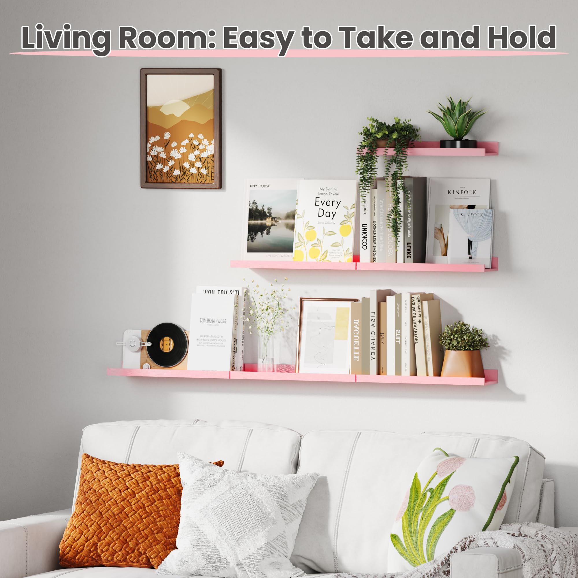 Upsimples 6-pack pink shelves maximize wall space and organization.