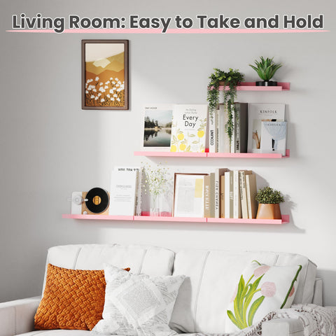 Upsimples 6-pack pink shelves maximize wall space and organization.